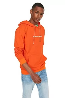 Bluzy męskie - Trendyol Męska bluza z nadrukiem pomarańczowym, L - grafika 1