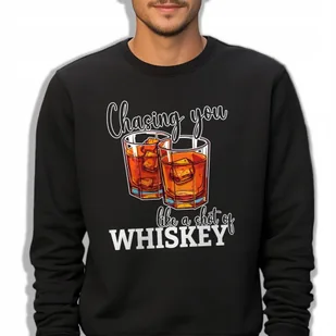 Bluza Męska Czarna Bawełniana CHASING YOU LIKE A SHOT Dla Mężczyzny Wz - XL - Bluzy męskie Bluza Męska Czarna Bawełniana CHASING YOU LIKE A SHOT Dla Mężczyzny Wz - XL - Bluzy męskie - miniaturka - grafika 1