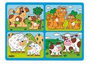 Układanki dla dzieci - WOODY Układanka farma - zwierzęta z małymi WD91913 - miniaturka - grafika 1