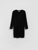 Swetry dla dziewczynek - Reserved - Dzianinowa sukienka z wiskozą - czarny - miniaturka - grafika 1