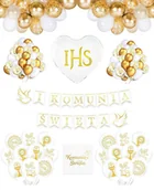 Balony i akcesoria - PIERWSZA KOMUNIA ZESTAW DEKORACJE BALONY KOMUNIJNE 62SZT - miniaturka - grafika 1