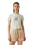 Koszulki i topy damskie - Koton Damska koszulka z krótkim rękawem z nadrukiem, miętowy (844), L - miniaturka - grafika 1