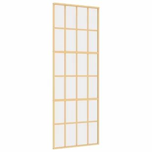 Drzwi przesuwne, złote, 76x205 cm, przezroczyste szkło ESG 8721012120082 - Drzwi wewnętrzne - miniaturka - grafika 1
