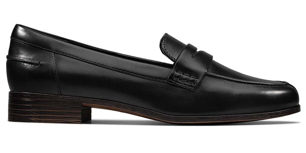 Clarks Hamble Loafer damskie czarne skórzane 37