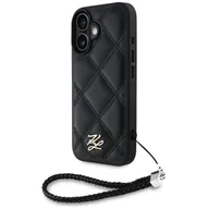 Etui i futerały do telefonów - Etui Karl Lagerfeld Quilted Initial Logo & Chain Strap do iPhone 16 czarny - miniaturka - grafika 1