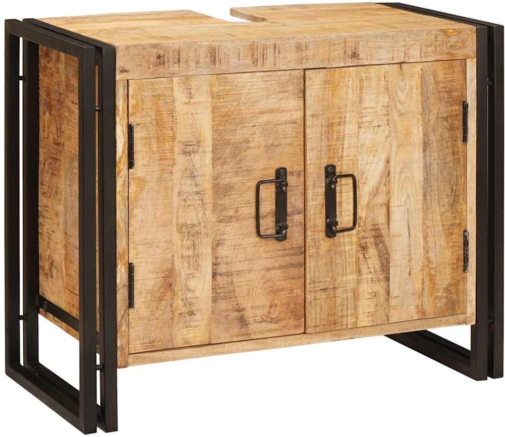 vidaXL Szafka pod umywalkę 71 x 33 x 58 cm Lite Drewno Mango, Stal