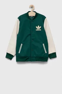 Kurtki i płaszcze dla dziewczynek - adidas Originals kurtka bomber dziecięca kolor zielony - grafika 1