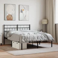 Inne meble do sypialni - Metalowa rama łóżka z wezgłowiem, czarna, 160x200 cm Lumarko! - miniaturka - grafika 1