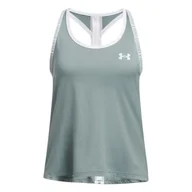 Koszulki dla dziewczynek - Dziewczęcy top treningowy Under Armour Tech Knockout Tank - zielony - UNDER ARMOUR - miniaturka - grafika 1