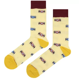 Skarpety żółte w w aparaty EM 81 - EM Men's Accessories - Skarpetki męskie - miniaturka - grafika 1