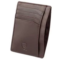 Etui na dokumenty i karty - Skórzane etui na karty zbliżeniowe RFID do marynarki (Brąz) - miniaturka - grafika 1