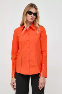 Koszule damskie - Patrizia Pepe koszula damska kolor pomarańczowy regular z kołnierzykiem klasycznym - grafika 1