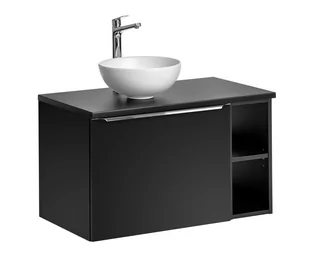 Szafka z umywalką i regałem, Santa Fe, 80x46x46 cm, czarny, mat - Szafki łazienkowe - miniaturka - grafika 1