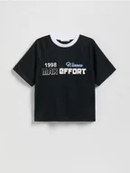 Koszulki dla chłopców - Reserved - Szybkoschnący t-shirt z nadrukiem - czarny - miniaturka - grafika 1