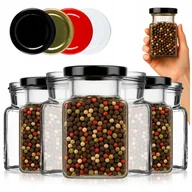 Pojemniki kuchenne - 100 szt Słoiki na PRZETWORY KONFITURY MIÓD PRZYPRAWY szklany KWADRAT 150ml - miniaturka - grafika 1