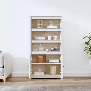 Lumarko Szafka, biała, 80x35x154 cm, lite drewno sosnowe - Szafki do salonu - miniaturka - grafika 4