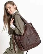 Torebki damskie - Torebka damska shopper A4 skóra naturalna - czekoladowy brąz - miniaturka - grafika 1