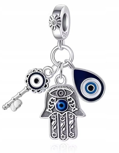 CHARMS Ręka Fatimy Oko Proroka do bransolet modułowych SREBRO C608