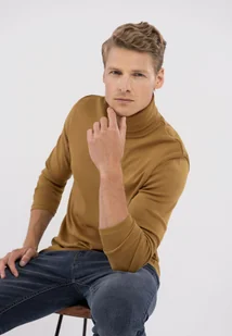 Bawełniany longsleeve z golfem L-GOLDI - Koszulki męskie - miniaturka - grafika 1