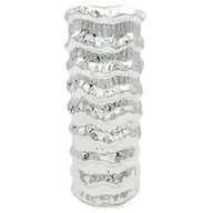 Wazony i flakony - Wazon ceramiczny nowoczesny flakon na kwiaty srebrny chromowany lustrzany 23 cm - miniaturka - grafika 1
