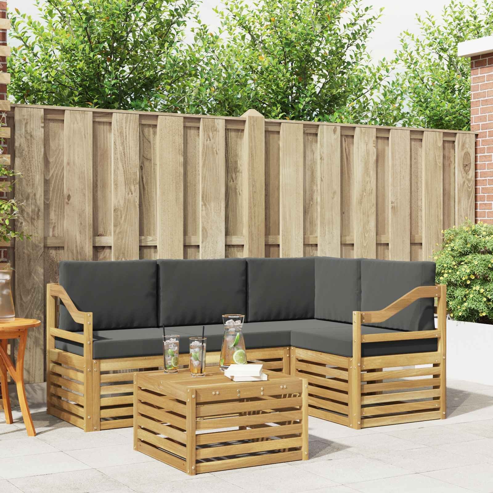 vidaXL Zestaw sof na zewnątrz 5 pcs Biały i antracyt 59 x 59 x 37 cm