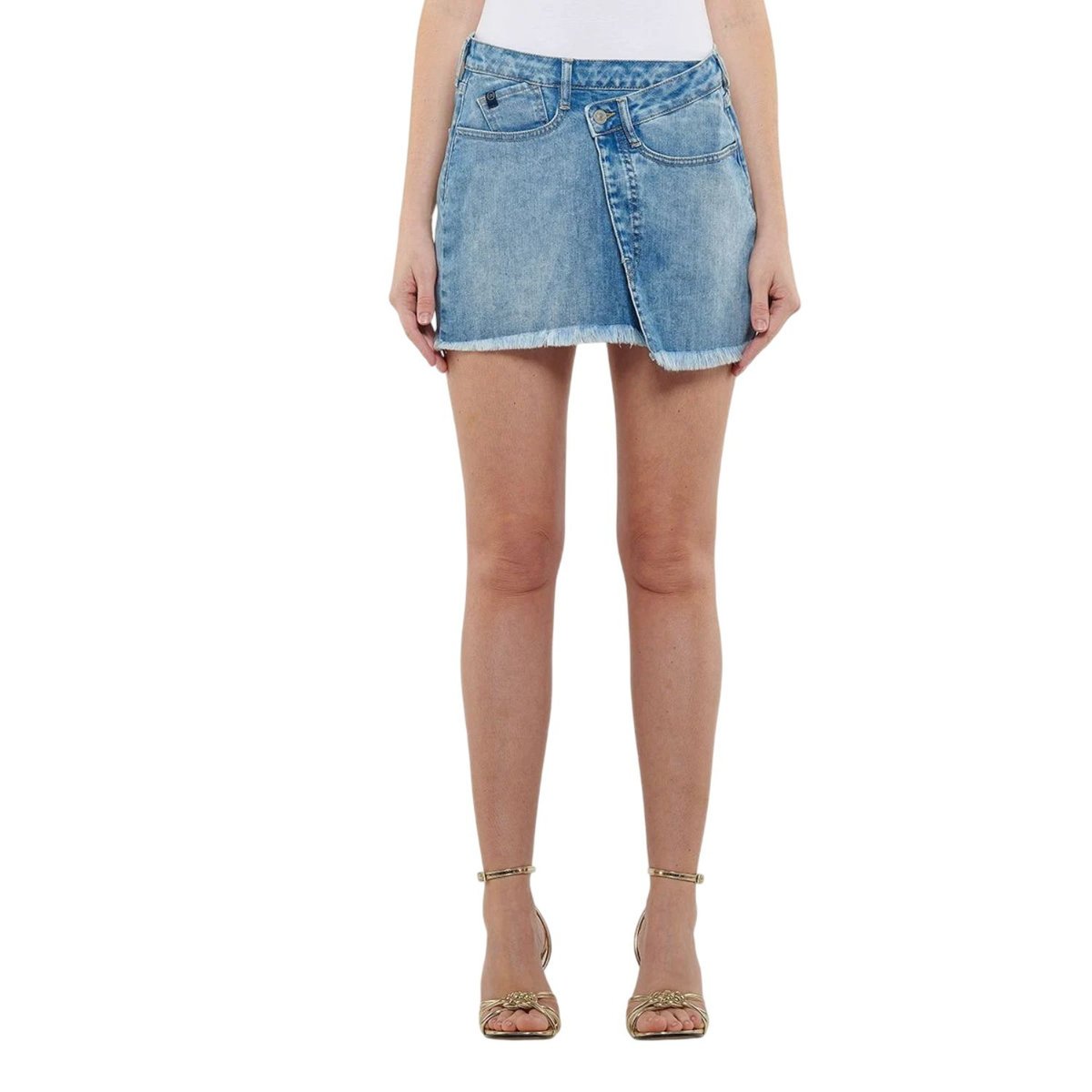 Spódnica damska Le Temps Des Cerises jeansowa mini asymetryczna-W26