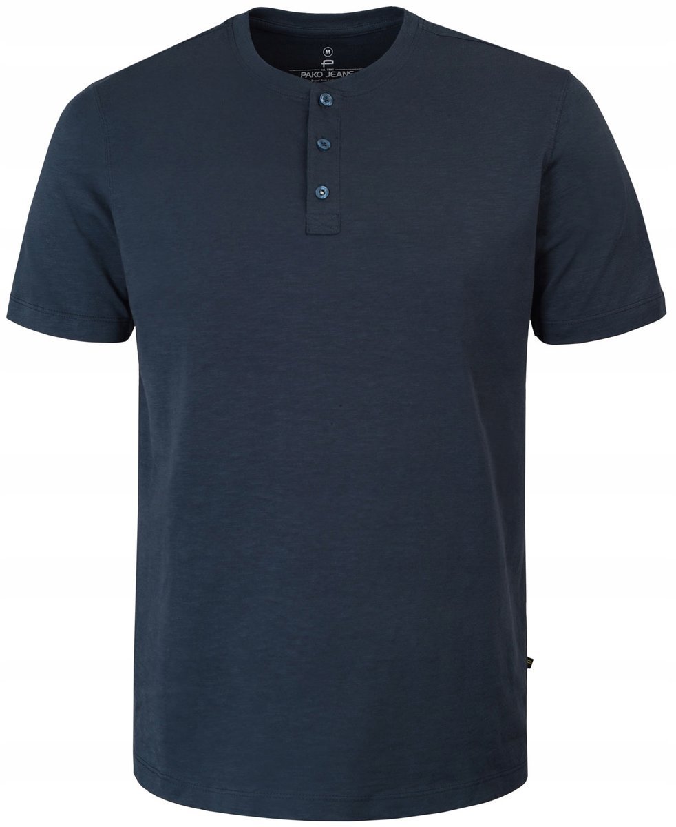 T-SHIRT Męski Koszulka w Serek GRANATOWA Bawełniana WIZARD M Pako Jeans