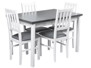 Stół rozkładany z 4 krzesłami komplet do kuchni jadalni X011 Biały/Grafitowy - Stoły z krzesłami - miniaturka - grafika 1