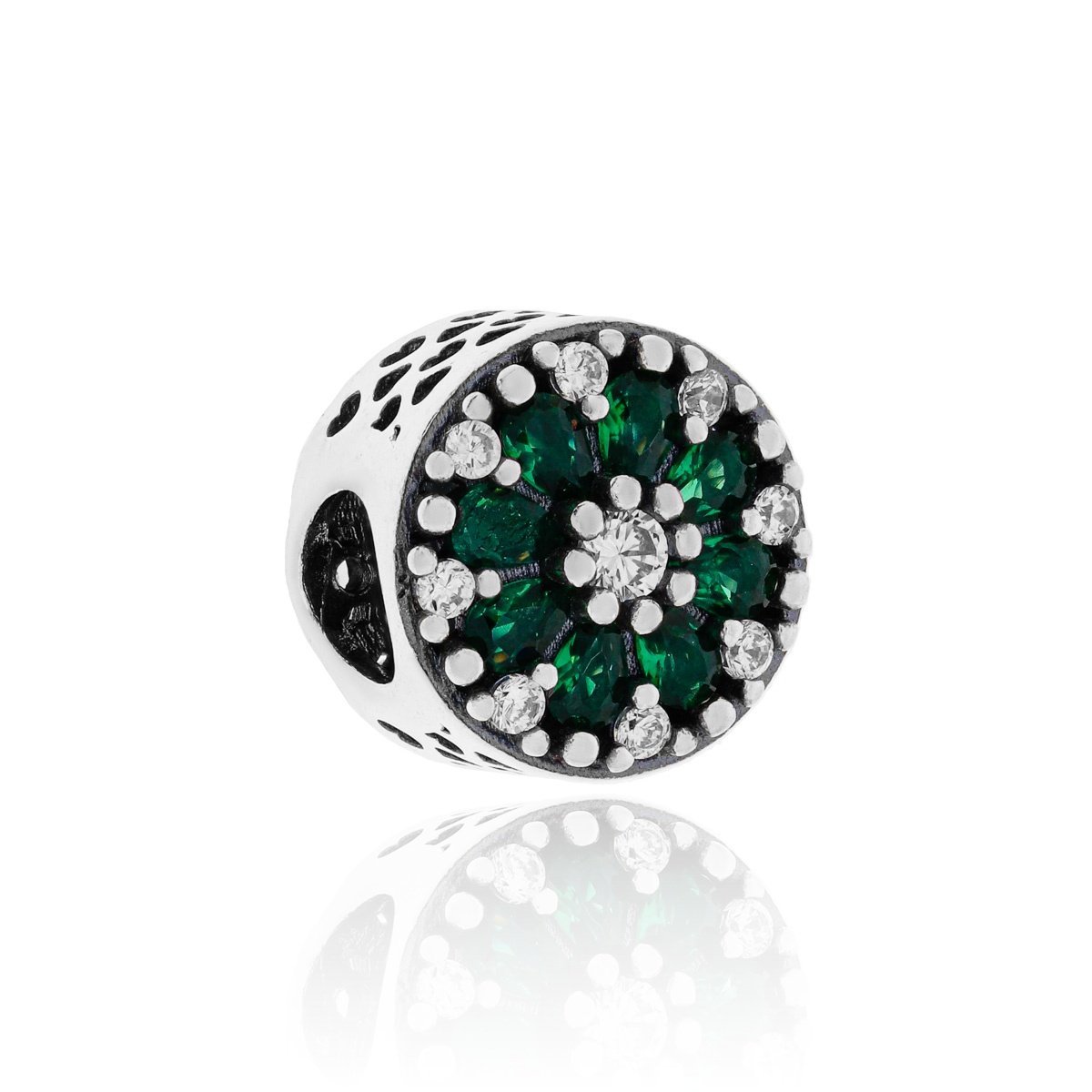 Srebrna zawieszka do bransoletki kwiatek z cyrkoniami pr. 925