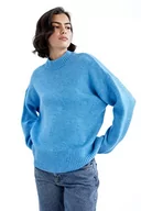 Swetry damskie - DeFacto Sweter normalny krój dla kobiet - sweter z golfem na topy damski (niebieski, XS), niebieski, XS - miniaturka - grafika 1
