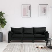 Sofy i kanapy - vidaXL 3-osobowa sofa, czarna, tapicerowana tkaniną - miniaturka - grafika 1