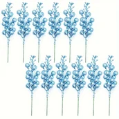 Inne - Zestaw 12 elementów świątecznych z brokatem - Złote gałązki, kwiaty i ozdoby choinkowe na przyjęcia świąteczne i dekoracje girlandowe - miniaturka - grafika 1