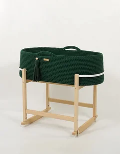 Kosz Mojżesza BOHO Handmade z kołyską - butelkowa zieleń - Łóżeczka i kojce - miniaturka - grafika 1