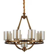 Lampy sufitowe - SANTINI W9 żyrandol loft mosiądz szklane proste klosze 9xE27 - miniaturka - grafika 1