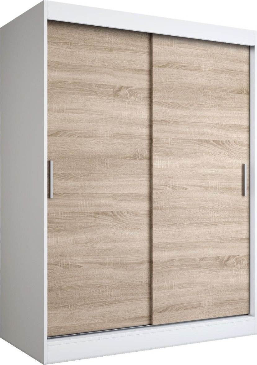 MKPOL Szafa przesuwna MODUO COMFORT 150 biała mat/dąb sonoma gładka