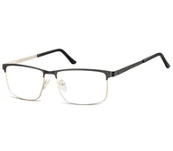 Okulary korekcyjne, oprawki, szkła - Okulary zerówki korekcyjne Nerd Prostokątne Flex 910B czarno-złote - miniaturka - grafika 1