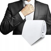 Krawaty i muchy męskie - Elegancki KRAWAT Męski Klasyczny BIAŁY Krateczka M.28 Pako Jeans - miniaturka - grafika 1