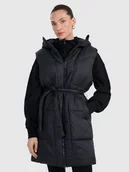 Kurtki damskie - 4F Długi bezrękawnik puchowy z wypełnieniem syntetycznym damski - czarny L - miniaturka - grafika 1