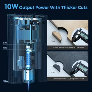 Wycinarko-grawerka laserowa Gweike G1 10W, wspomaganie powietrzem, plamka lasera 0,08x0,06mm, prędkość 400mm/s - Grawerowanie i akcesoria - miniaturka - grafika 4