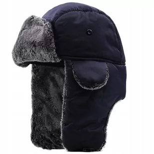 Zimowa Czapka Pilotka Uszatka Ciepła Męska Granatowa [Cz2-Grn] - Czapki męskie - miniaturka - grafika 1