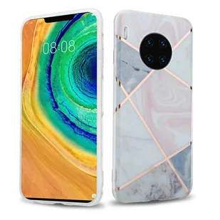 Cadorabo Etui do Huawei MATE 30 PRO Etui w kolorze różowego białego złota Marble No.9 Etui na telefon komórkowy wykonane z silikonu TPU z wzorem mozaiki Silikonowe etui Ultra Slim Back Cover Case Bumper - Etui i futerały do telefonów - miniaturka - grafika 1