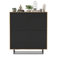 Komody - Komoda do salonu, loft, apollo 4D, 113x35x127 cm, dąb wotan, czarny, mat - miniaturka - grafika 1