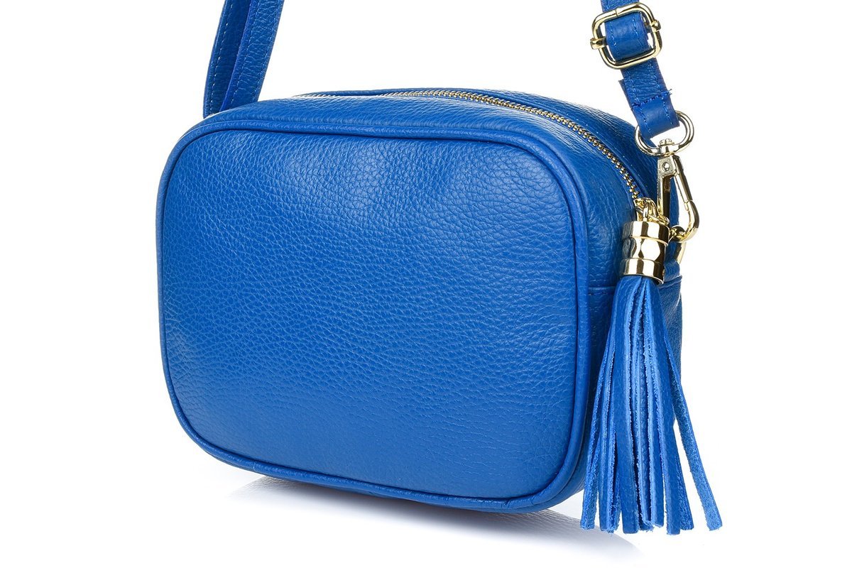 Chabrowa Mała Damska Listonoszka Z Frędzlem Przewieszka Z Włoskiej Naturalnej Skóry Licowej P14