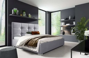 Łóżko tapicerowane pikowane Harry 180x200 Szare Metalowy Stelaż - Łóżka - miniaturka - grafika 1