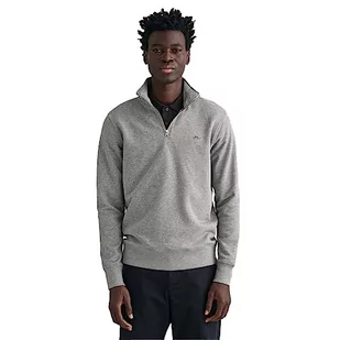GANT Męska bluza REG Shield Full Zip Sweat, szary melanż, standardowa, szary melanż - Bluzy męskie - miniaturka - grafika 1