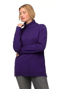 Ulla Popken Damski sweter z golfem, szerokie prążkowane ściągacze, sweter z długim rękawem, Głęboki fiolet, 42/44 - Swetry damskie - miniaturka - grafika 1