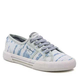 Trampki damskie - Pepe jeans Tenisówki Brady W Tie Dye PLS31292 Dusty Blue 515 - grafika 1