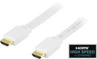 Kable komputerowe i do monitorów - DELTACO flat HDMI cable, HDMI High Speed with Ethernet, 0.5m, white HDMI-1005H - miniaturka - grafika 1