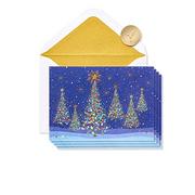 Kartki okolicznościowe i zaproszenia - Papyrus Kartki bożonarodzeniowe w pudełku, magiczny rząd choinek świątecznych (14 sztuk) - miniaturka - grafika 1