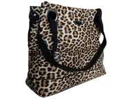 Torebki damskie - Torebka Damska Shopper Z Przegrodą Duża Brązowa Torba Na Ramię, Panterka - miniaturka - grafika 1